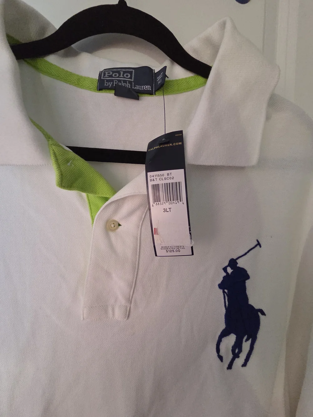 Ralph Lauren White Polo with Navy Pony and Red Sleeve Number